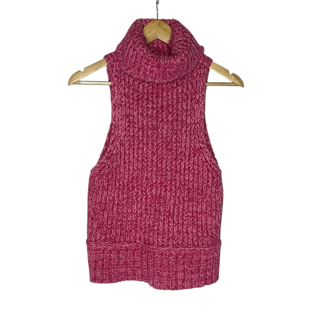 NEW Anthropologie Pilcro Pink Ribbed Sleeveless Turtleneck Sweater m - Picture 3 of 10
